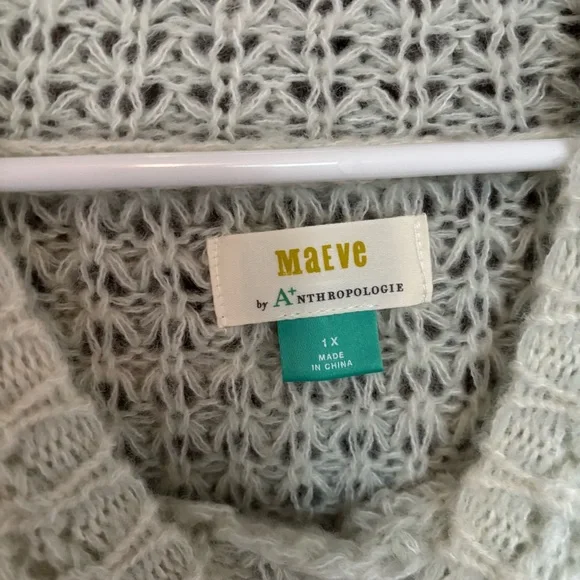 NWT Anthropologie Maeve Dionne Bell-Sleeved Sweater Plus Size 1X Mint Green - Picture 11 of 12
